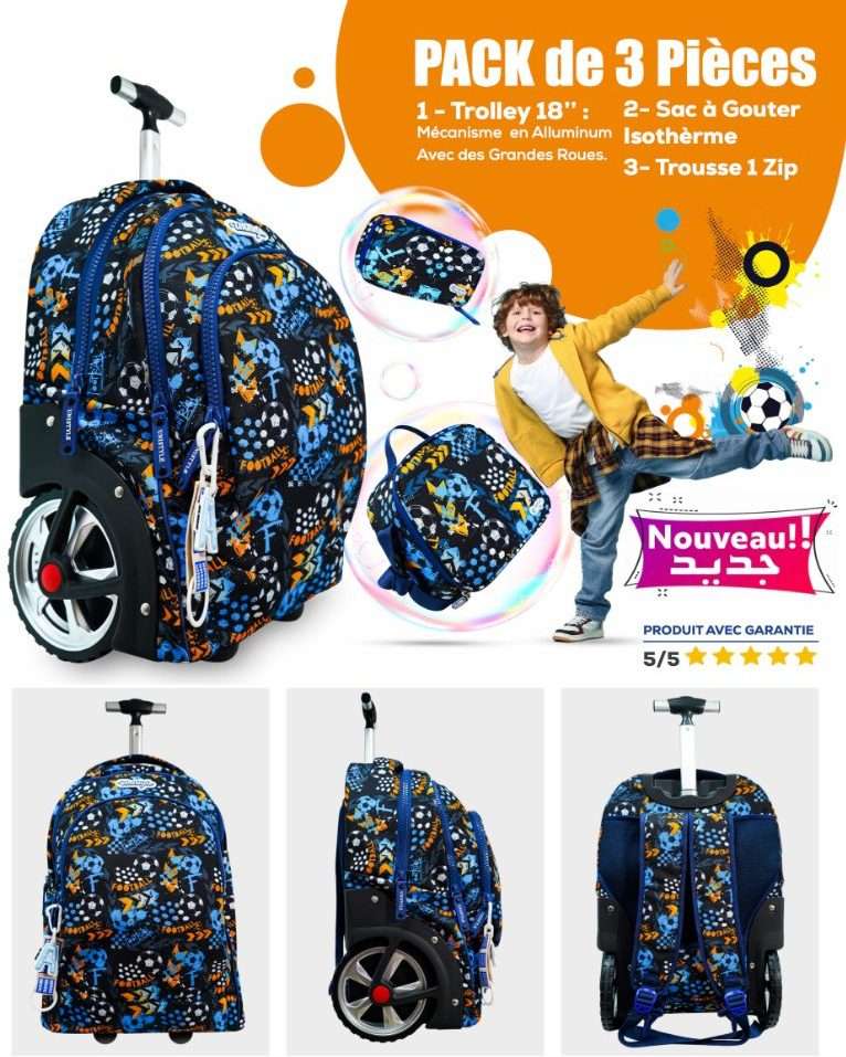 Pack Cartable Trolley 3 Pièces – Fille & Garçon
