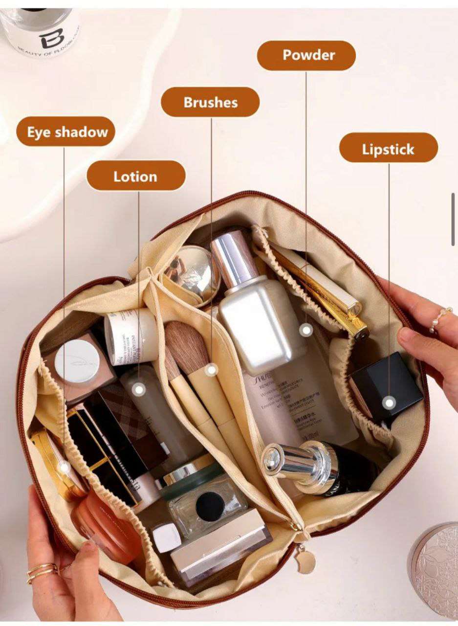 Trousse de maquillage de voyage avec grande ouverture pour femme