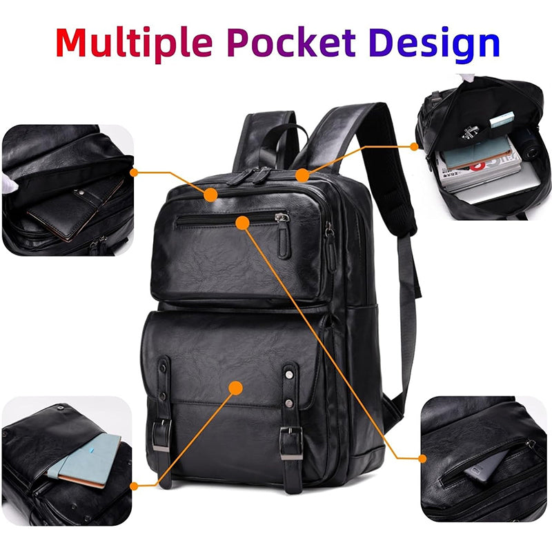 Compartiment intérieur du sac à dos cuir noir homme compatible ordinateur portable 15,6 pouces