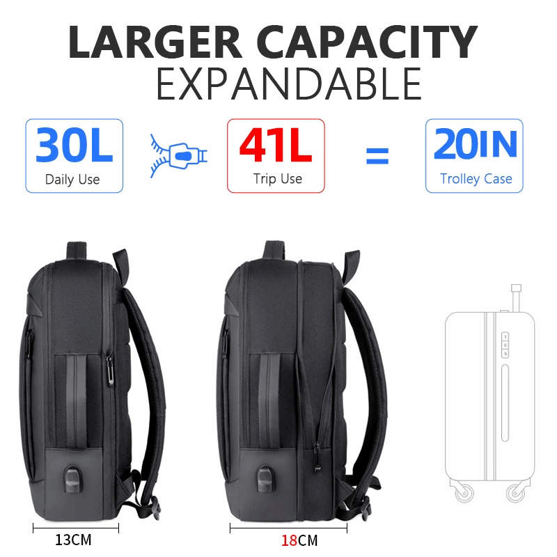 Sac à dos d'affaires réfléchissant en nylon de grande capacité de 17,3 pouces