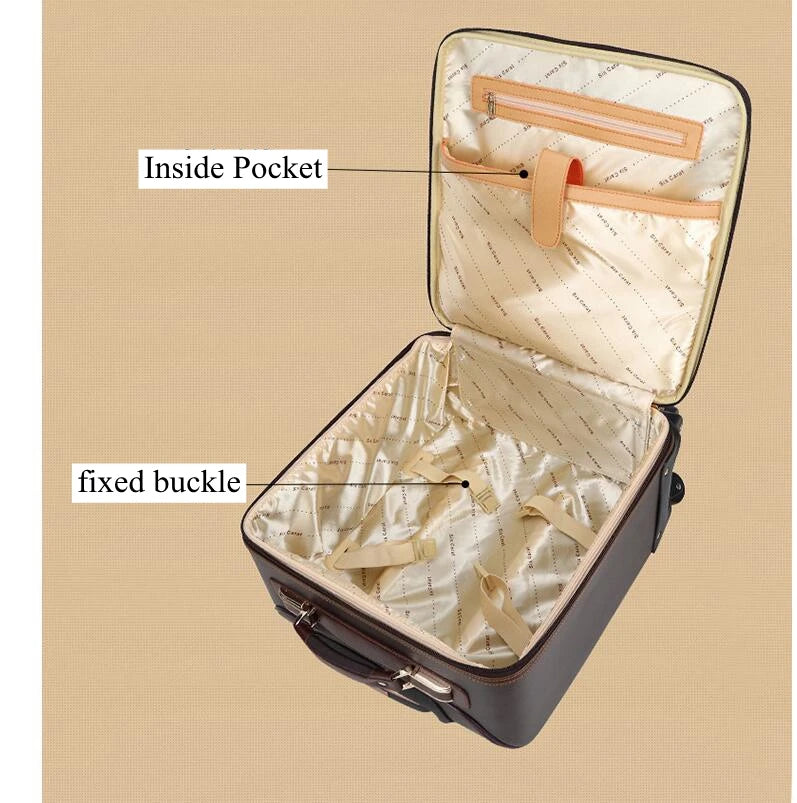 Valise de Voyage en Cuir PU à Roulettes – Bagage Cabine à Main Spinner Élégant et Durable