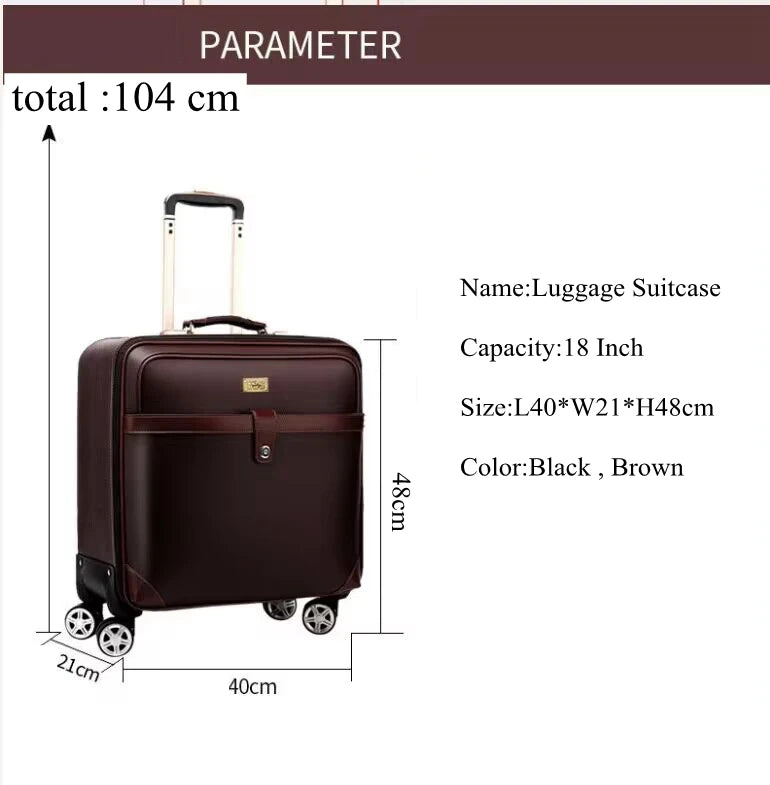 Valise de Voyage en Cuir PU à Roulettes – Bagage Cabine à Main Spinner Élégant et Durable