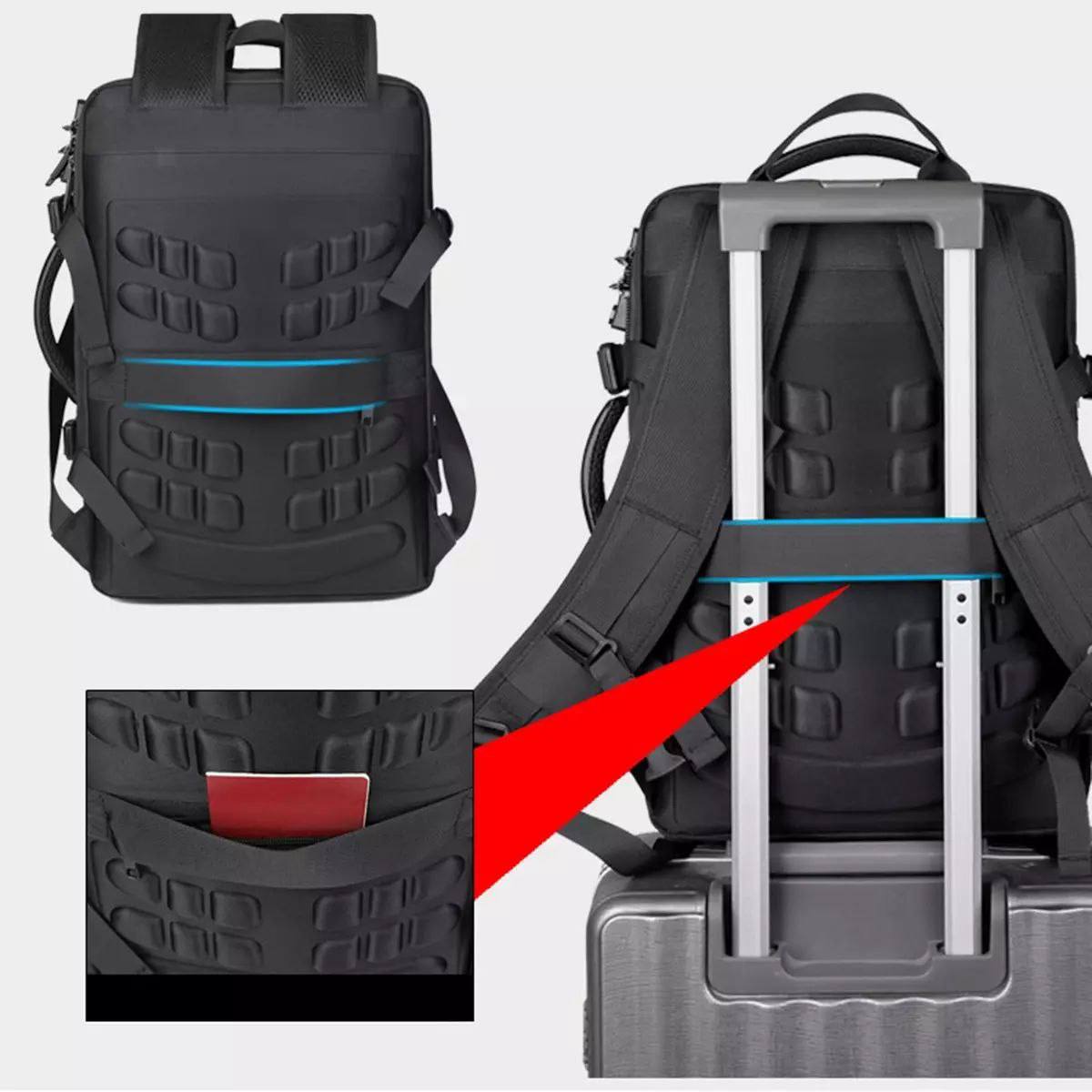 Sac à dos de voyage extensible 20-35L, sac de cabine imperméable pour ordinateur portable et randonnée