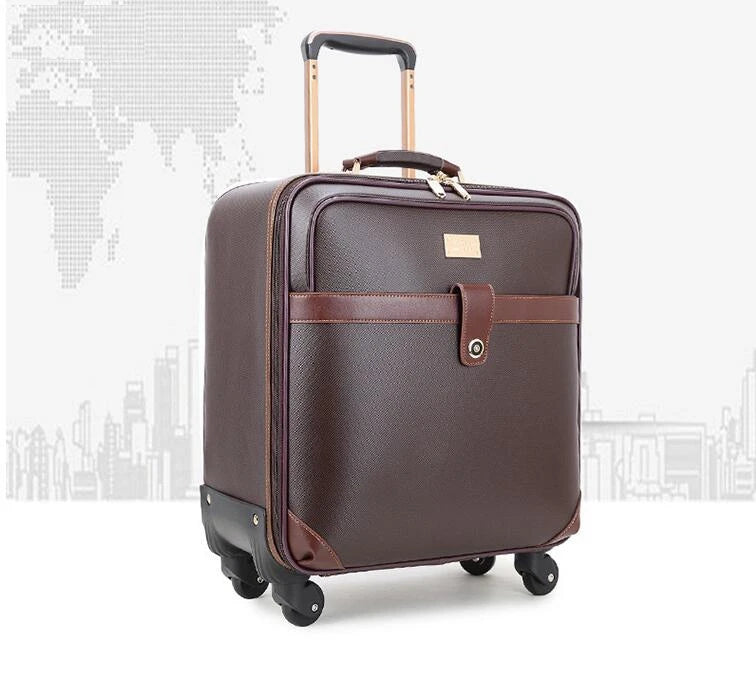 Valise de Voyage en Cuir PU à Roulettes – Bagage Cabine à Main Spinner Élégant et Durable