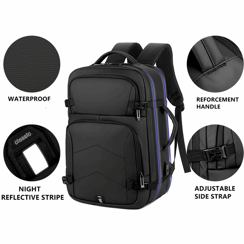 Grand sac à dos pour ordinateur portable 15,6 pouces unisexe, sac à dos d'affaires multifonction, imperméable avec port de charge USB intégré,