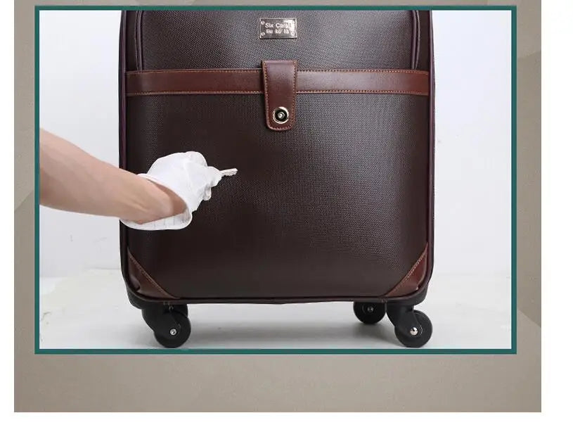 Valise de Voyage en Cuir PU à Roulettes – Bagage Cabine à Main Spinner Élégant et Durable