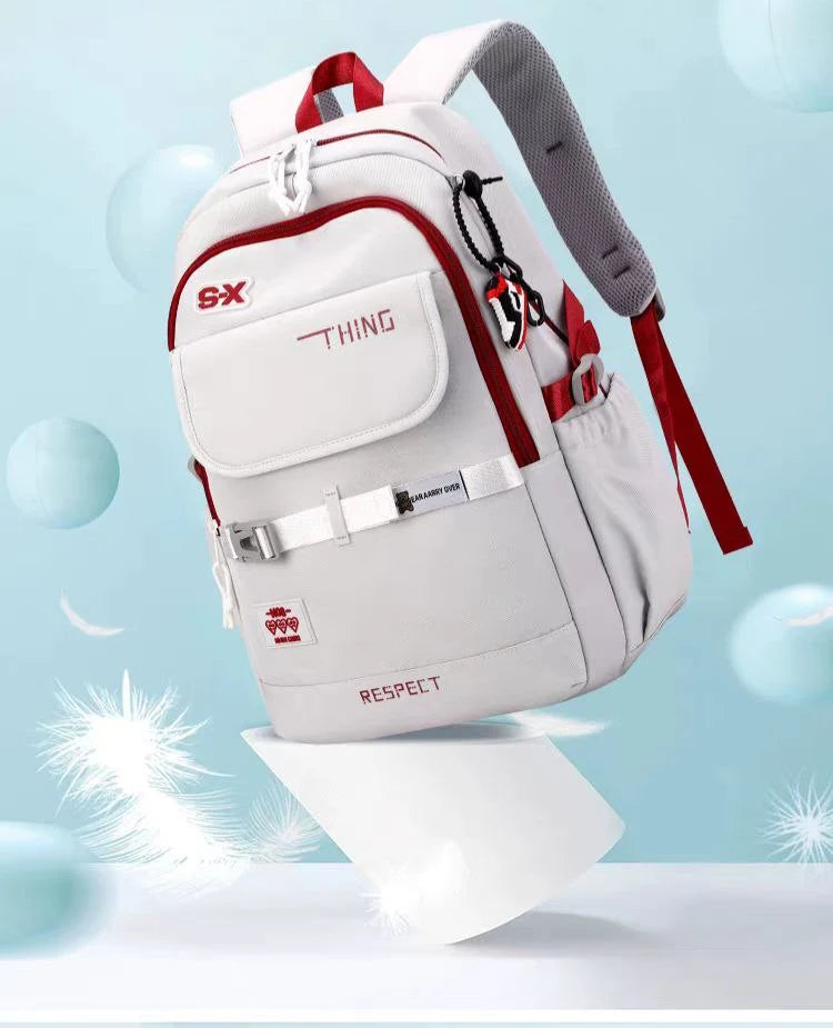Sac à dos scolaire en nylon imperméable pour fille et garçon – Grand format 48 cm
