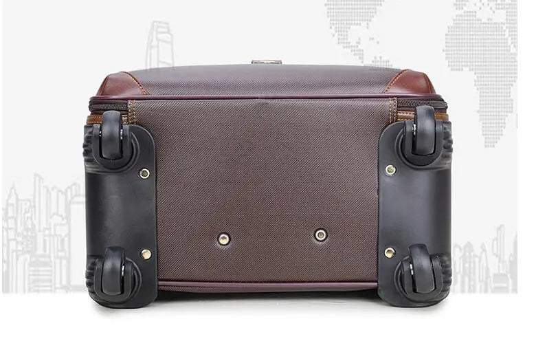 Valise de Voyage en Cuir PU à Roulettes – Bagage Cabine à Main Spinner Élégant et Durable