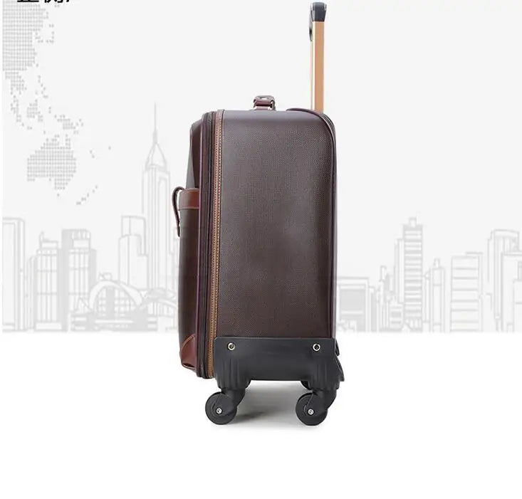 Valise de Voyage en Cuir PU à Roulettes – Bagage Cabine à Main Spinner Élégant et Durable