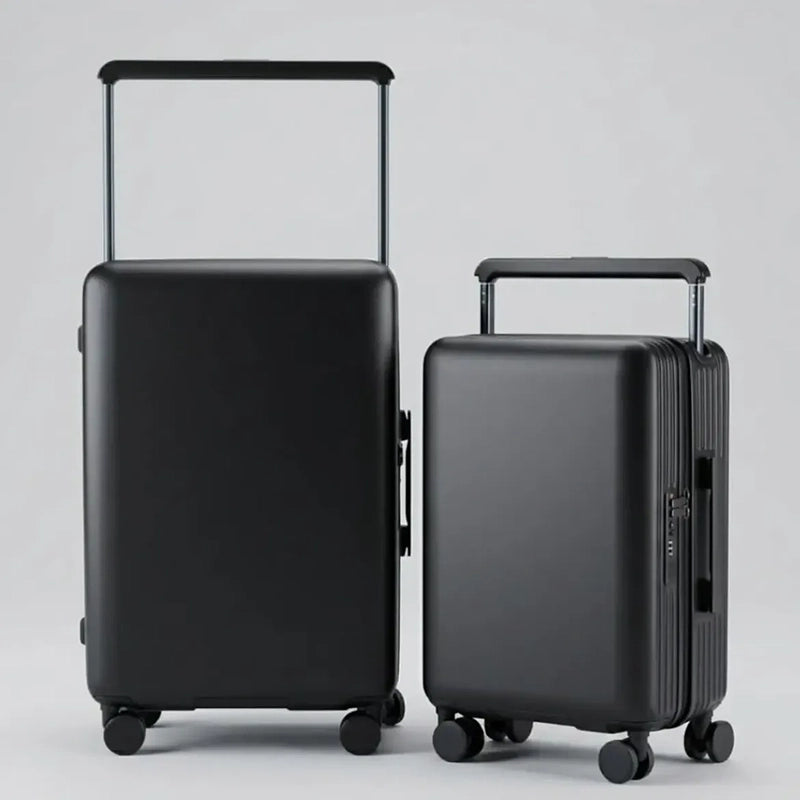 Valise rigide avec poignée télescopique et quatre roues pivotantes
