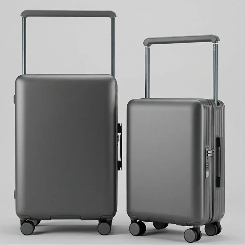 Valise rigide debout, poignée télescopique sortie