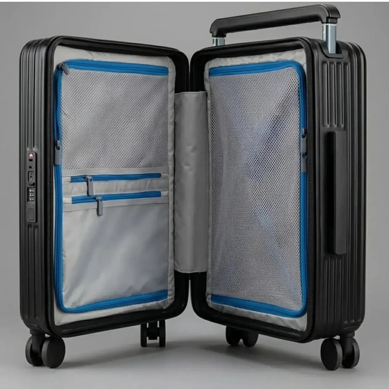 Détail de la serrure à combinaison sur le côté d'une valise rigide