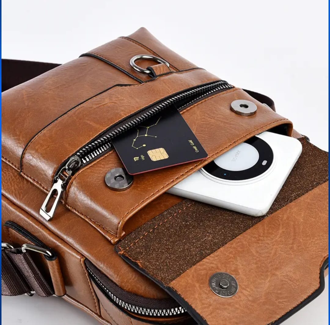 Sac Bandoulière Homme en Simili Cuir PU – Sac Business Épaule & Crossbody avec Compartiment iPad