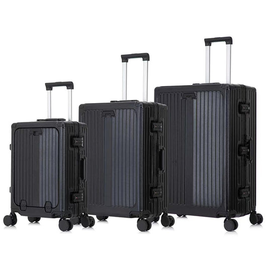 Set de 3 Valises Rigides Premium – Bagage Cabine, Moyenne & Grande avec Port USB Intégré, Poignée Télescopique et Roues Pivotantes 360°