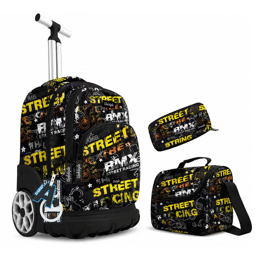 Pack Scolaire Trolley 18’’ 3 Pièces – Cartable à Roulettes + Trousse + Sac à Goûter