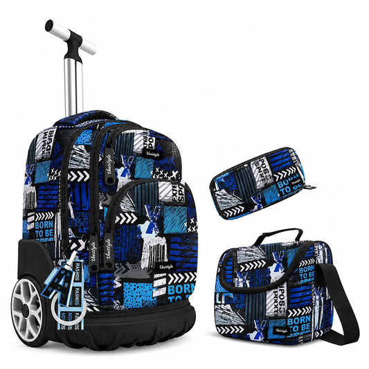 Cartable à Roulettes 18’’ – Pack Scolaire 3 en 1 avec Trousse et Sac Repas