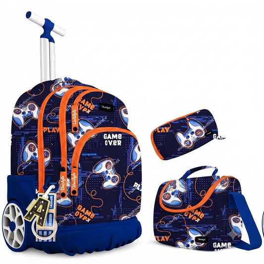 Sac à Dos Scolaire Trolley 18’’ 3 en 1 – Cartable, Trousse et Sac Goûter