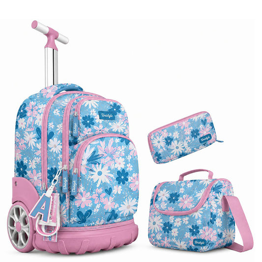 Cartable à Roulettes Scolaire 18’’ – Ensemble 3 en 1 avec Trousse et Sac Repas