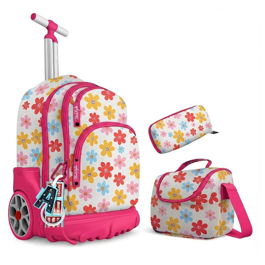 Sac à Dos Trolley Scolaire 18’’ – Ensemble 3 Pièces avec Trousse et Sac Goûter