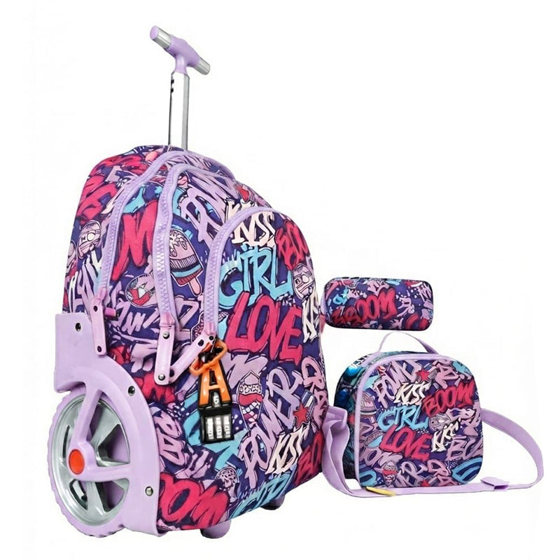 Pack Scolaire Trolley 18’’ 3 Pièces – Cartable à Roulettes, Trousse et Sac à Goûter (Copy)