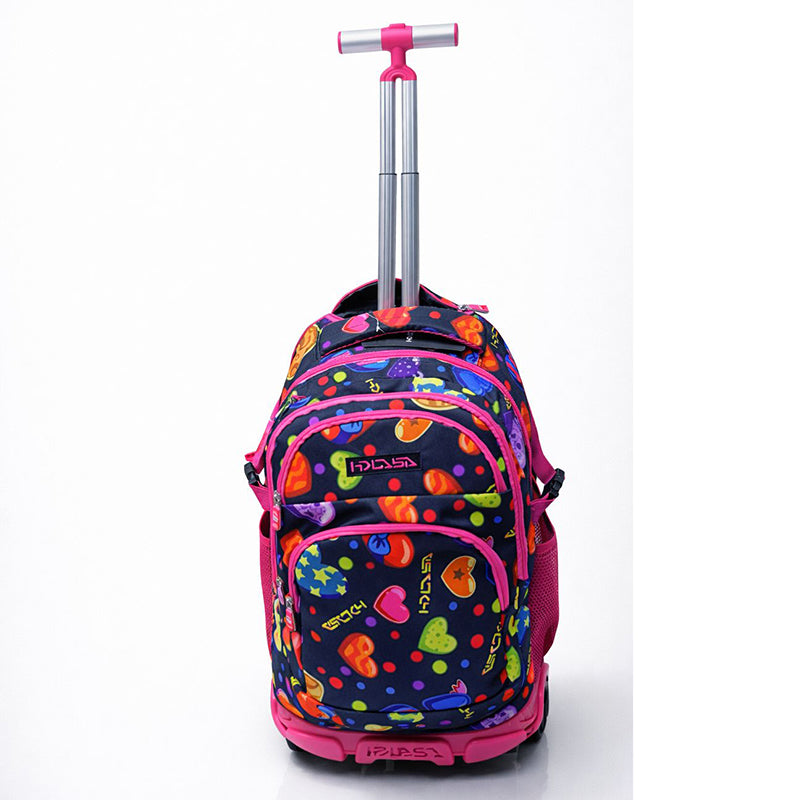 Cartable scolaire enfant avec poignée télescopique et système trolley