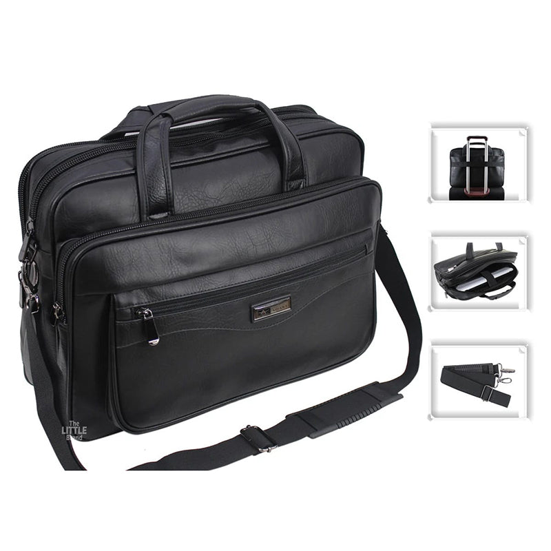Cartable PC portable homme cuir noir – vue de dos