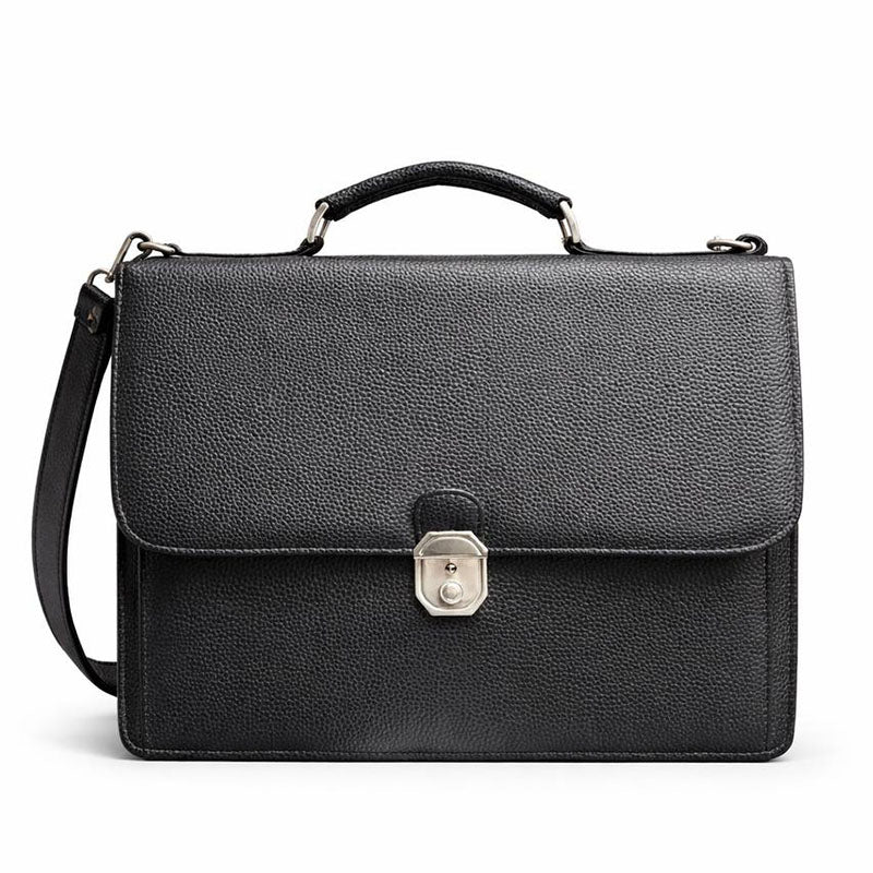 Sac cartable simili cuir noir vue arrière design professionnel
