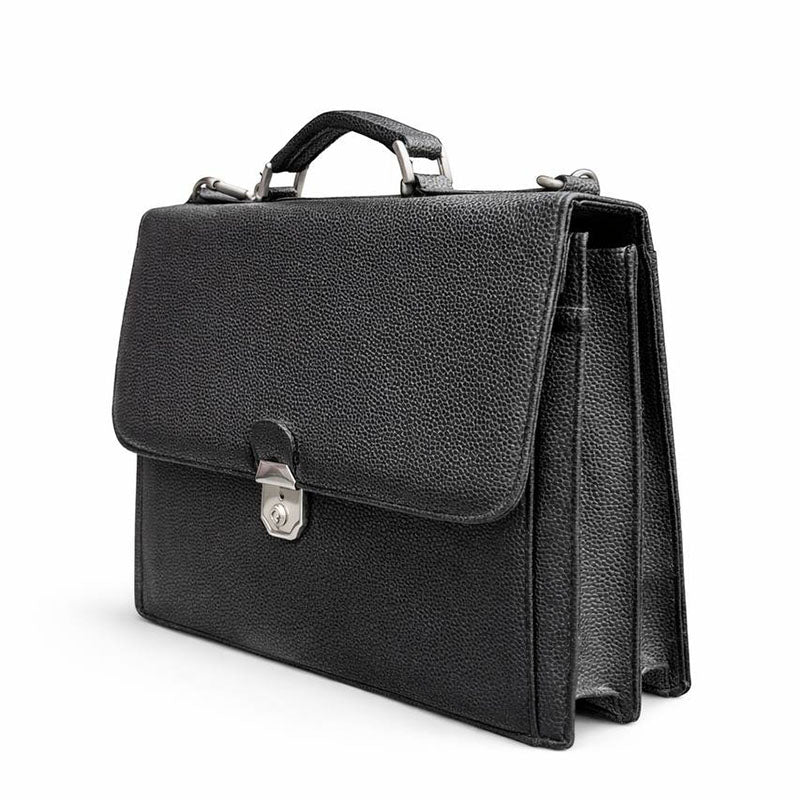 Cartable business en simili cuir noir vue de face élégant