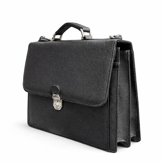 Cartable business en simili cuir noir vue de face élégant