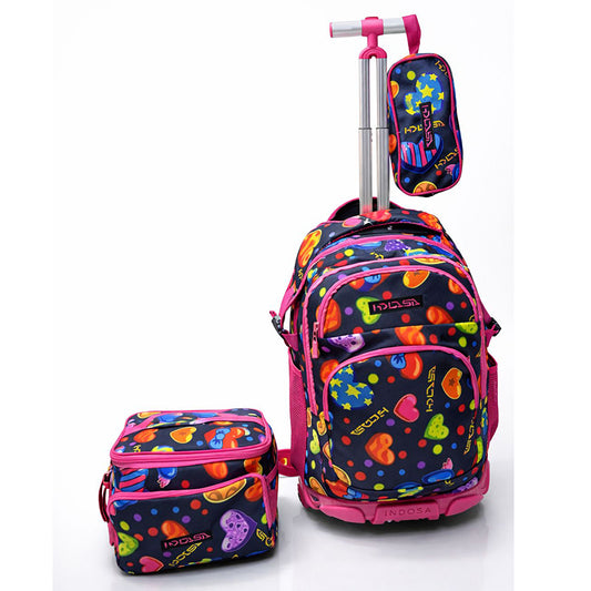 Cartable trolley enfant avec roues résistantes et design coloré pour école primaire