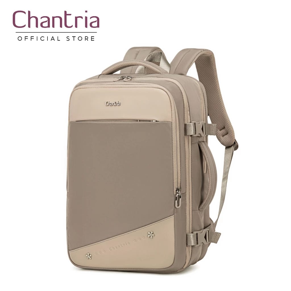 Sac à dos femme Chantria grande capacité PC 15,6" bagage cabine - Coloris Taupe