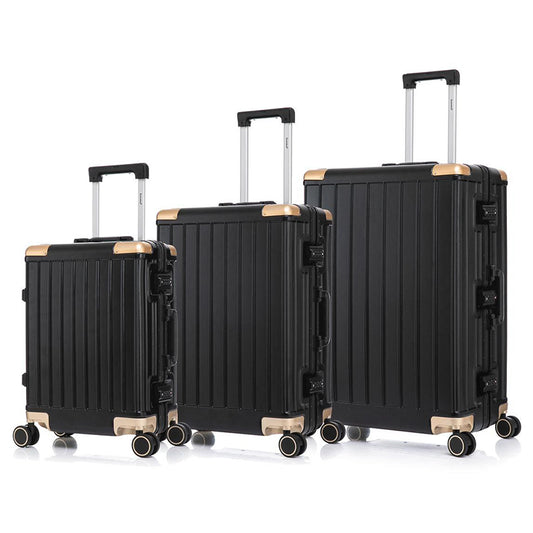 Ensemble de 3 valises noires rigides – cabine, moyenne et grande, légères et résistantes