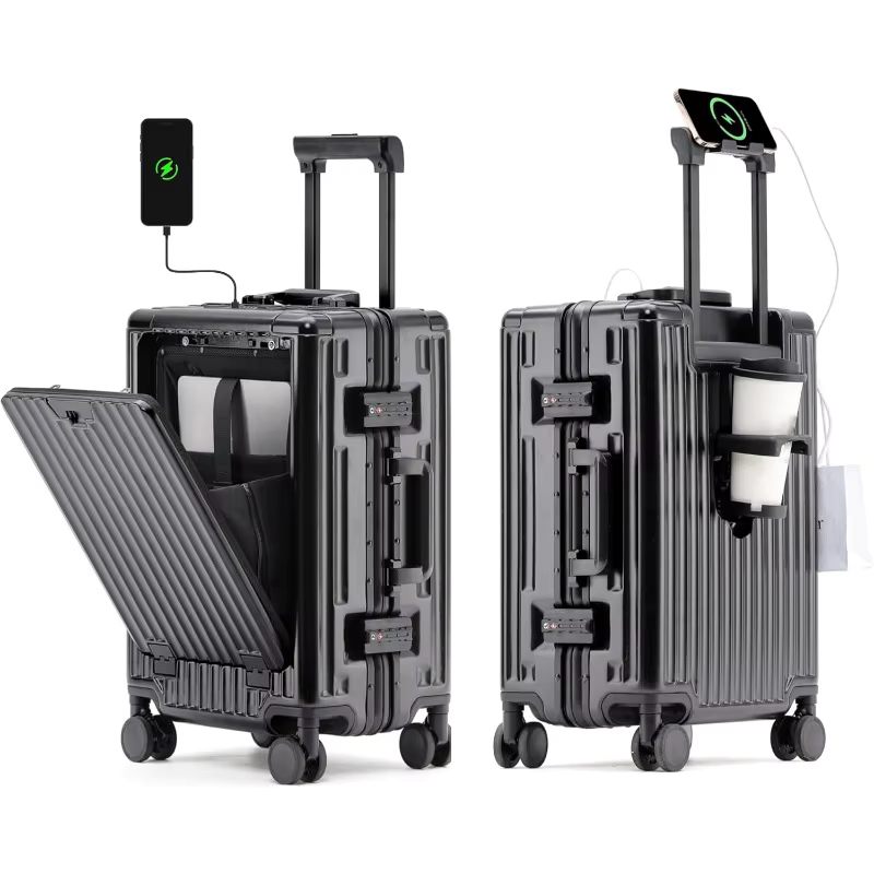 Valise Cabine Multifonction 3-en-1 – Port Gobelet, Compartiment PC et Port USB