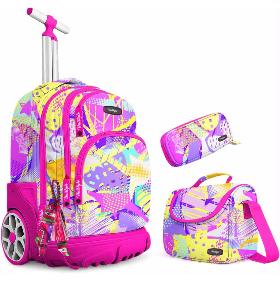 Pack scolaire 3 en 1 trolley 18 pouces rouge urban avec cartable, trousse et sac à goûter