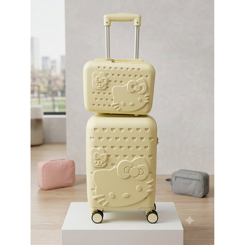 Petite valise cabine enfant rose avec ourson en relief et poignée télescopique