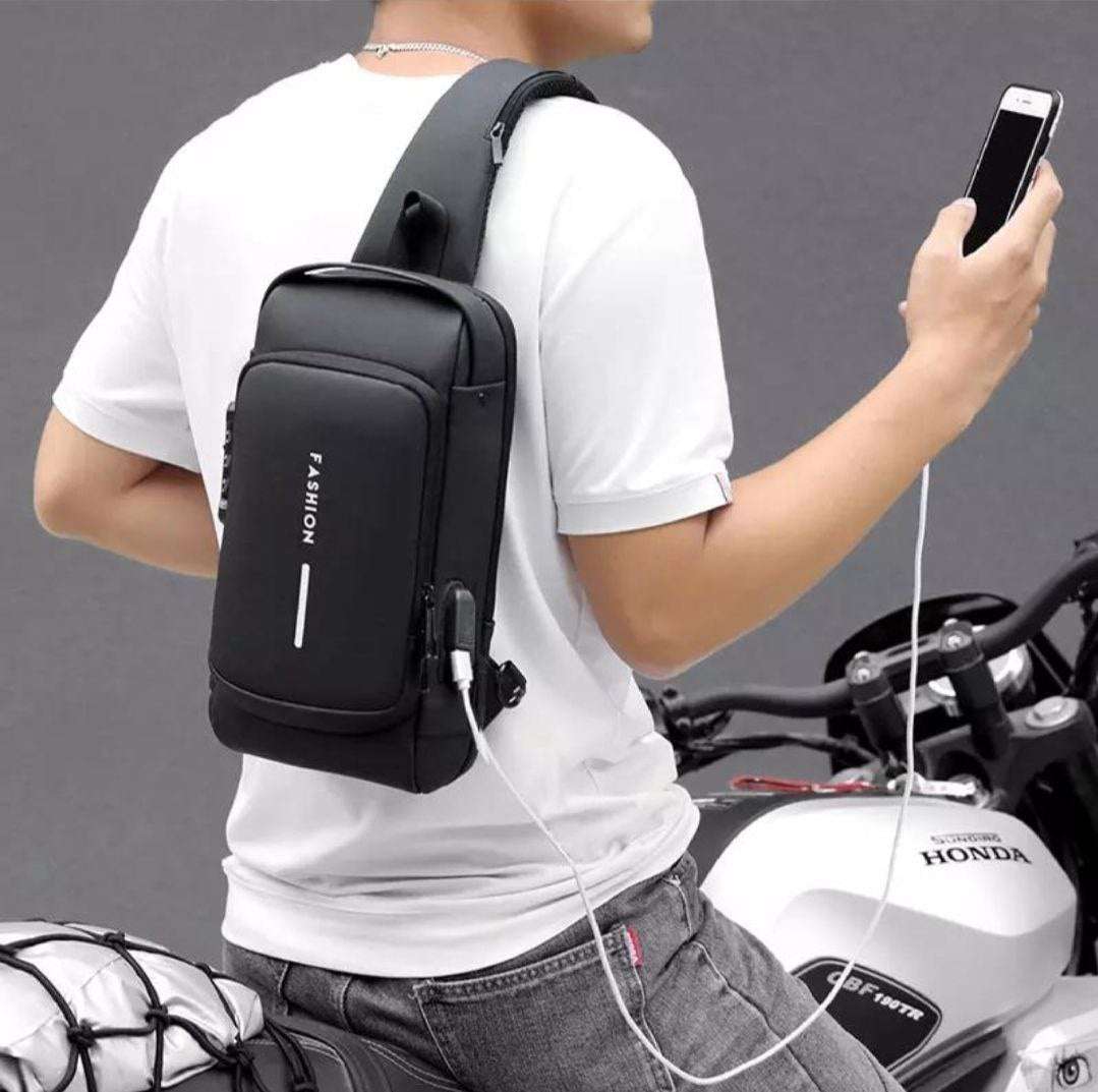 Sac à bandoulière unisexe Antivol de Sport avec Chargement USB
