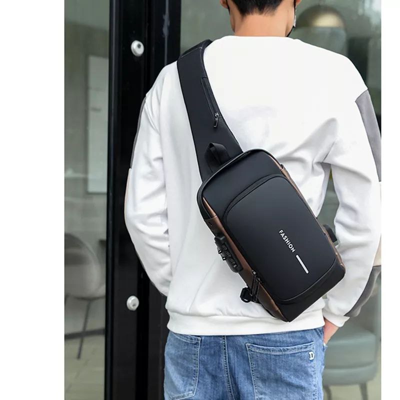 Sac à bandoulière unisexe Antivol de Sport avec Chargement USB