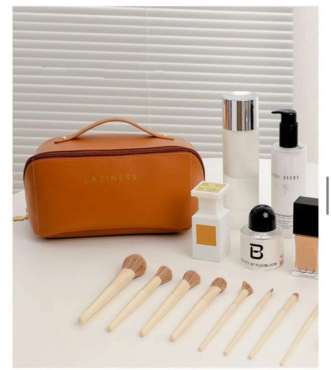 Trousse de maquillage de voyage avec grande ouverture pour femme