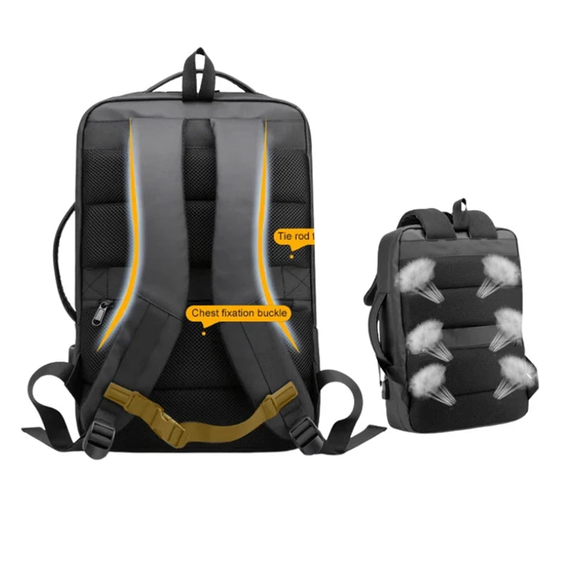 Compartiment PC portable intégré dans sac à dos cabine avion 40x20x25