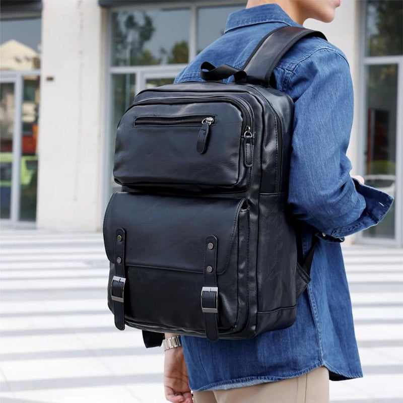 Dimensions du sac à dos cuir noir homme : 30 cm de largeur, 42 cm de hauteur, 15 cm de profondeur