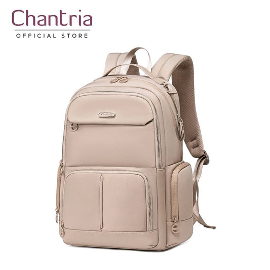 Sac à dos femme Chantria beige khaki - laptop 15,6 pouces nylon léger

