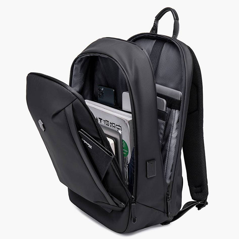 Sac à dos noir compatible avec un ordinateur portable de 15,6 pouces