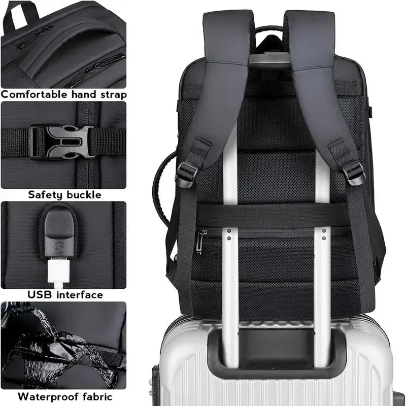 Sac à dos de voyage porté – look moderne unisexe pour avion