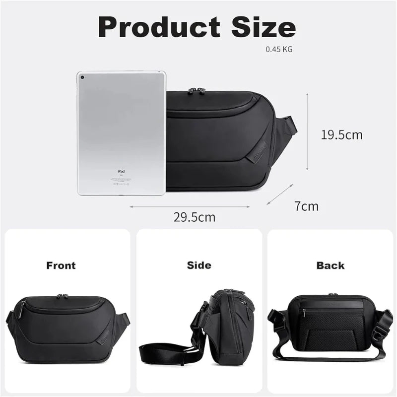 Dos du sac de poitrine chest bag avec bretelle réglable et poche arrière en filet respirant
