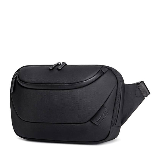 Sac bandoulière crossbody noir imperméable anti-vol pour homme et femme, vue de face

