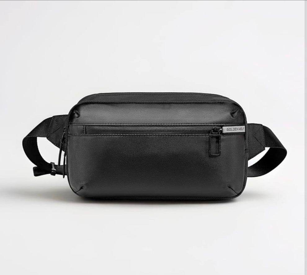 Sac bandoulière homme noir léger et compact en polyester imperméable
