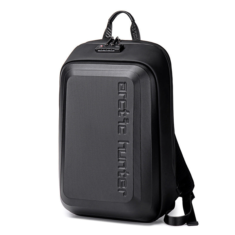 Alt : Sac à dos business antivol rigide noir avec serrure TSA design moderne