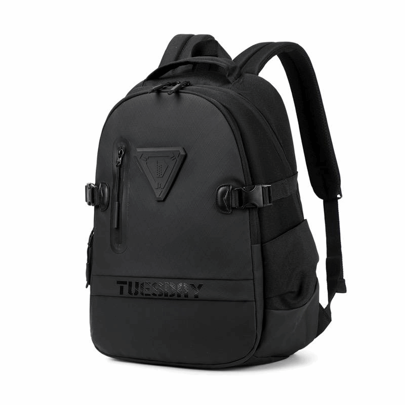 Sac à dos cartable unisexe noir – grande capacité – vue de face