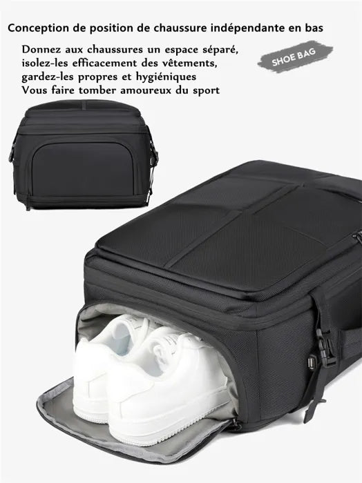 Sac à dos extensible compatible cabine avion – capacité variable