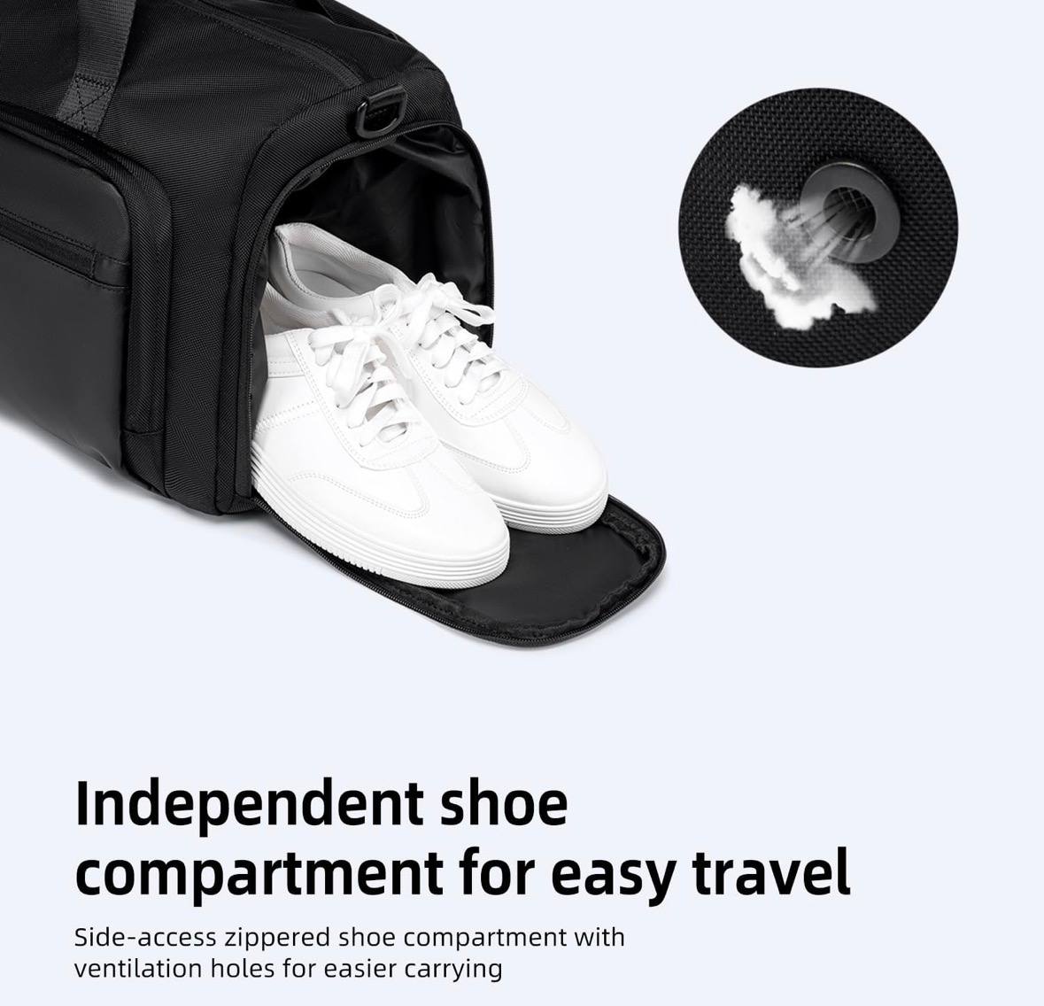 Compartiment chaussures ventilé du sac de sport 28L anti-odeur